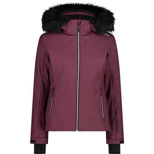 CMP giacca da sci in softshell con cappuccio staccabile burgundy da donna