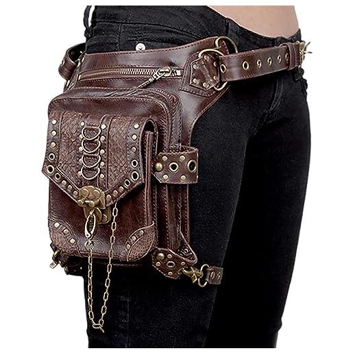 Generic steampunk - borsa steampunk in pelle sintetica per gamba in vita, borsa impermeabile con gamba della cintura, borsa steampunk borsa da cintura gotica per uomini ragazze