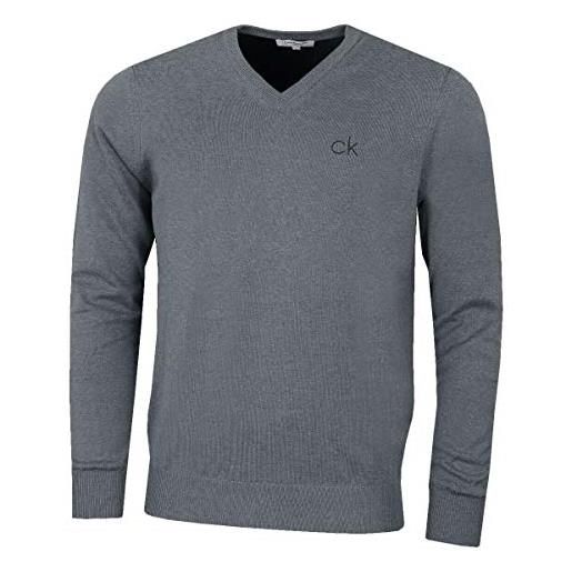 Calvin Klein uomo 2025 maglione golf scollo a v - blu marino mélange - xxxxl