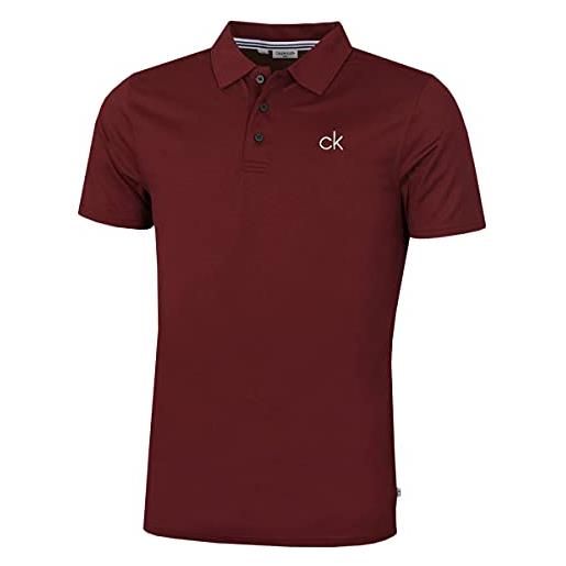 Calvin Klein 2025 polo da golf da uomo central eco light wicking - borgogna - l