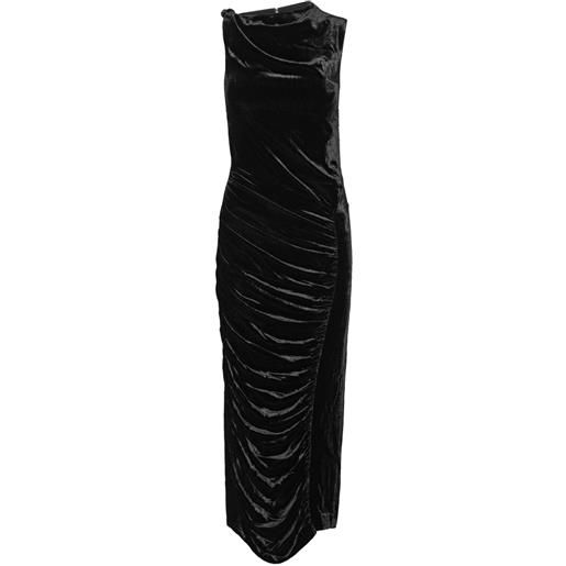 ROTATE BIRGER CHRISTENSEN abito midi con ruches - nero