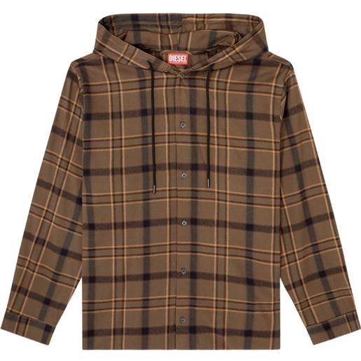 Diesel felpa s-ix con cappuccio - marrone