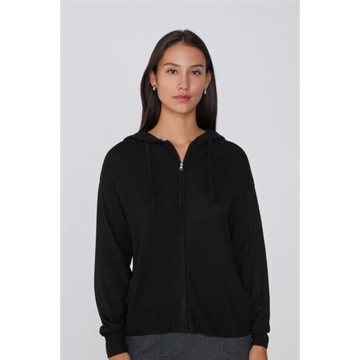 Tezenis maglia modello felpa con zip e cappuccio con lana donna nero