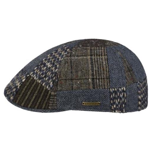 Stetson coppola texas wool mix patchwork uomo - made in the eu cappello piatto con visiera, fodera inverno autunno/inverno - l (58-59 cm) marrone-blu