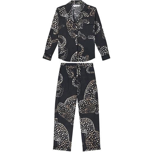 Desmond & Dempsey pigiama jag con stampa - nero