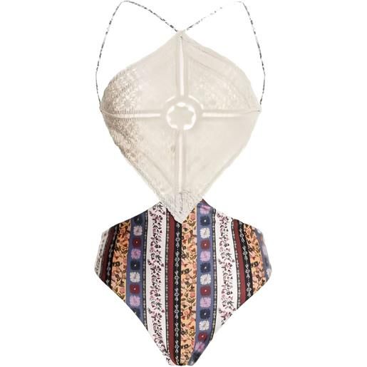 Agua Bendita costume intero a fiori - toni neutri