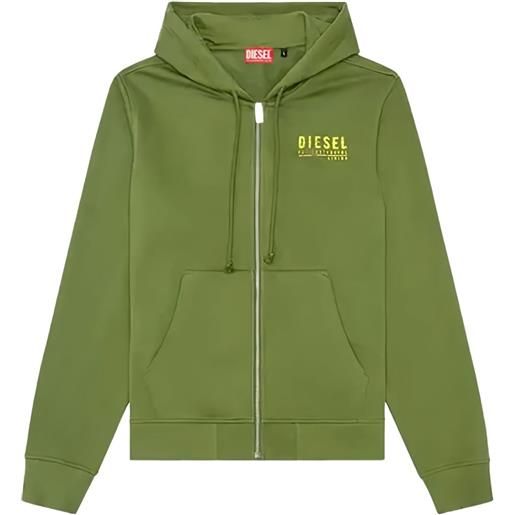 Diesel felpa con cappuccio e zip - verde