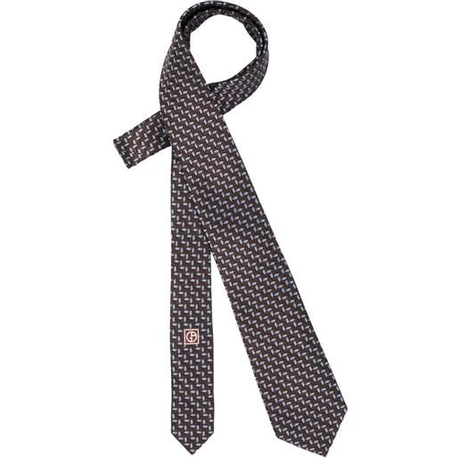 Giorgio Armani cravatta con logo - marrone