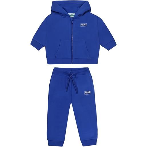 Kenzo Kids tuta sportiva con cappuccio e zip - blu