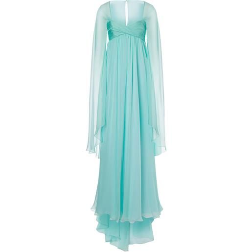 Alberta Ferretti abito lungo con dettaglio mantella in seta - blu