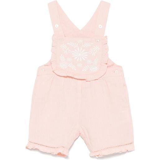 Tartine Et Chocolat salopette in lino con ricamo floreale - rosa