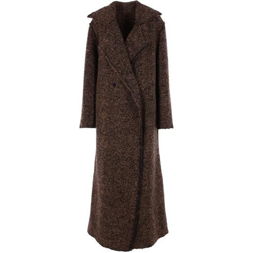 Alberta Ferretti cappotto con motivo a spina di pesce - marrone