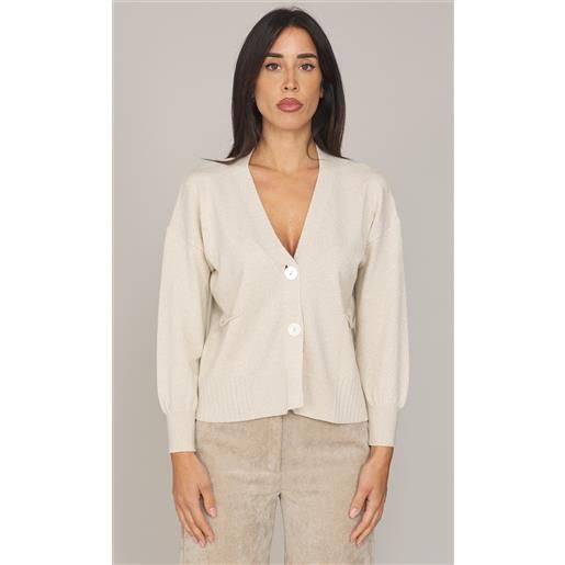 MARIA BELLENTANI cardigan MARIA BELLENTANI in lurex - belfast, colore panna