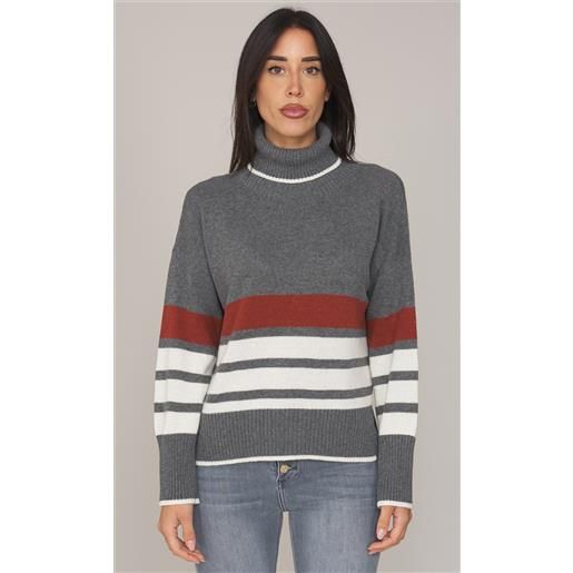 MARIA BELLENTANI maglia dolcevita MARIA BELLENTANI rigata - rebecca, colore grigio