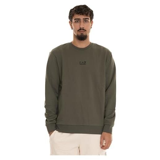 EA7 felpa girocollo uomo verde militare emporio armani 7 logo ea m verde militare