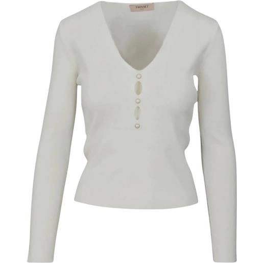 Twinset Milano twinset maglia donna in viscosa con cut out bianco m