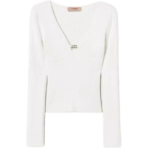 Twinset Milano twinset maglia donna a costine fitted bianco s