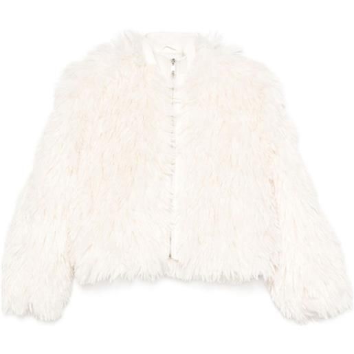 Apparis giacca in pelliccia sintetica con zip - bianco