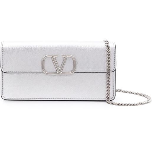 Valentino Garavani portafoglio vlogo signature con catena - argento