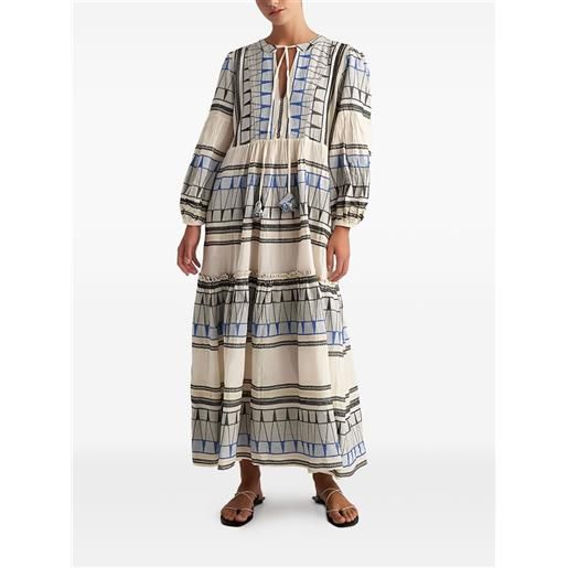 PEARL & CAVIAR abito lungo con motivo geometrico - toni neutri