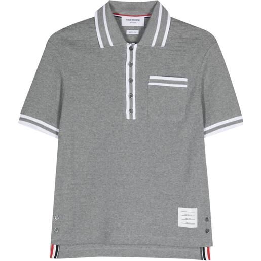 Thom Browne polo con lavorazione pointelle - grigio