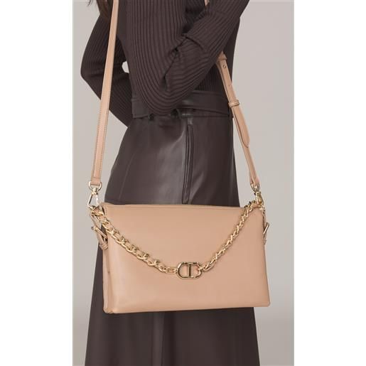 TWINSET borsa a tracolla TWINSET con catena logata, colore beige