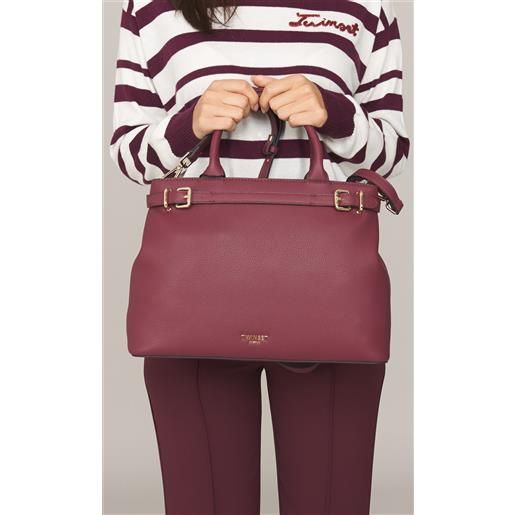 TWINSET borsa tote TWINSET con logo lettering e fibbie, colore bordeaux
