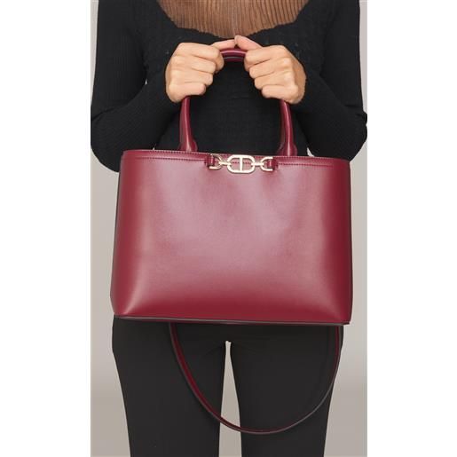 TWINSET borsa tote TWINSET con logo su morsetto - first class, colore bordeaux