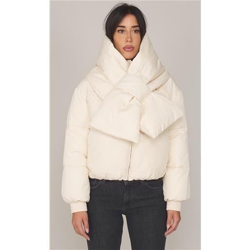 TWINSET ACTITUDE piumino corto TWINSET ACTITUDE con sciarpa, colore panna