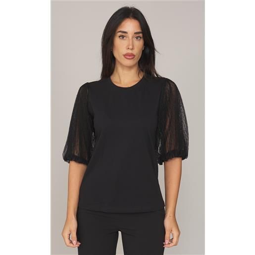 TWINSET t-shirt TWINSET con maniche in tulle, colore nero