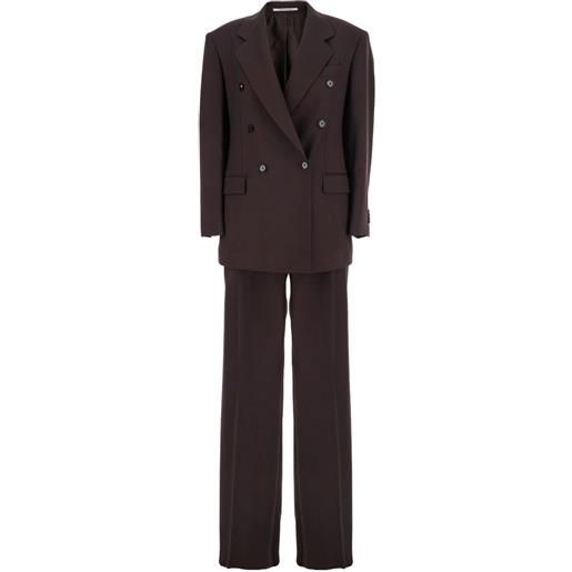 Tagliatore completo doppiopetto con revers - marrone