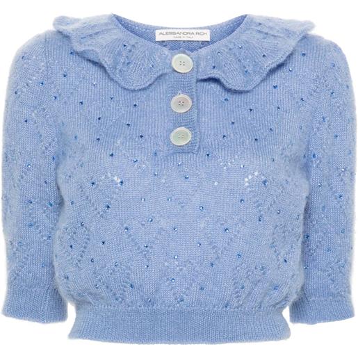 Alessandra Rich top crop con decorazione - blu