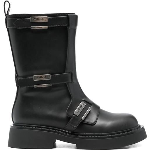 TWINSET buckle strap boot - nero