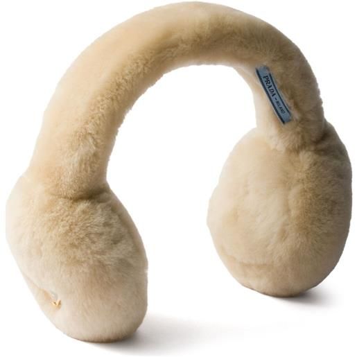 Prada paraorecchie in shearling - toni neutri