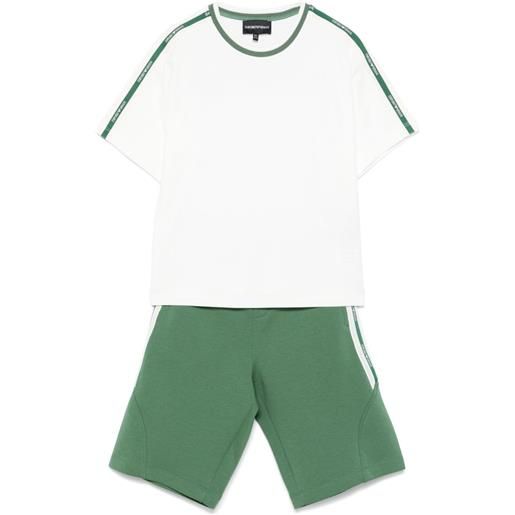 Emporio Armani Kids set top e shorts con dettaglio a righe - verde