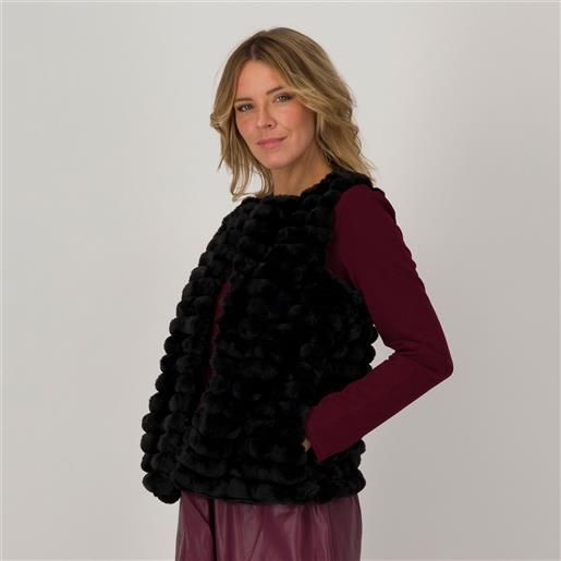 Nina Leonard gilet in pelo sintetico a righe