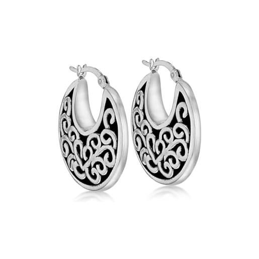 Tuscany Silver Orecchini A Goccia In Argento Sterling 925 Per Donna: Design Twist, Ipoallergenici - 4