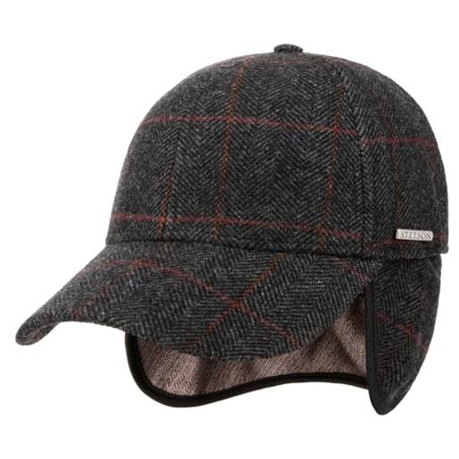 Stetson kinty berretto in lana con copriorecchie uomo - berretto di lana foderato - con cotone - con visiera e scaldaorecchie - autunno/inverno grigio xl (60-61 cm)