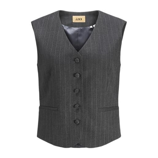 JJXX jxmary gilet spazzolato tlr completo, grigio scuro mélange/strisce: grigio chiaro, s donna