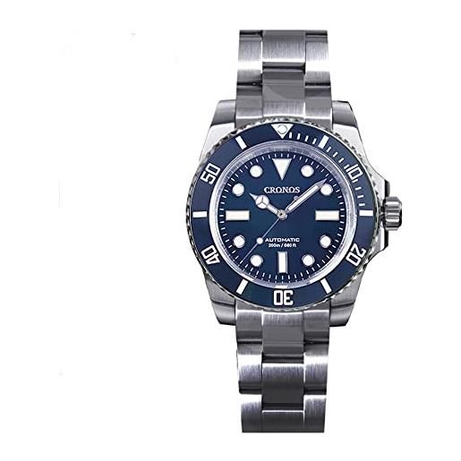 LOve Peace cronos l6005 luxury diver mens orologi vetro zaffiro acciaio inox 200 metri resistente all'acqua nh35 orologio da polso automatico, blu, classico