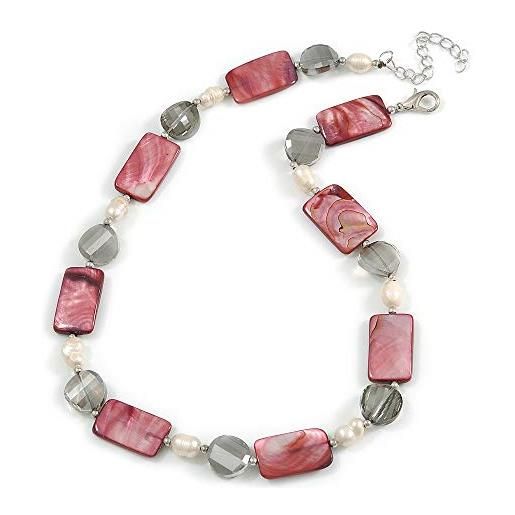 Collana in Legno naturale colore argento con collegamenti in Allumi