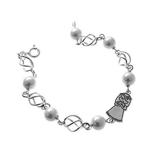 Minoplata bracciale da bambina in argento sterling e perle super carino per regalo alle ragazze | prima comunione, argento, perle