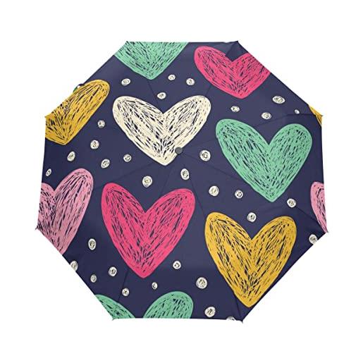 GAIREG ombrello pieghevole pieghevole con cuori colorati ombrelli da viaggio leggeri compatti aperti automatici per pioggia