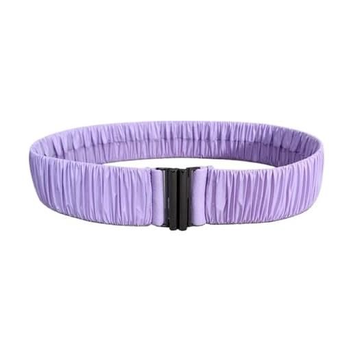 Generic pu pieghe cintura elastica per le donne design casual cappotto piumino sottile vita tunica cintura retro cintura, viola, m