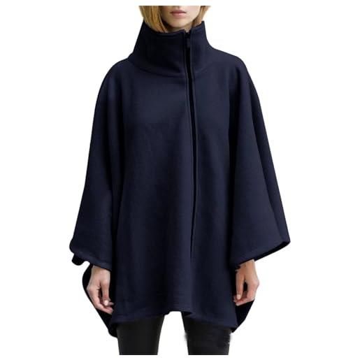 Fjnbbiot poncho donna mantello mantello chiaro colore argento cerniera cardigan inverno donna solido top mantello, blu, xxxxxl