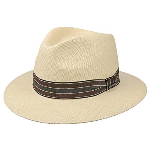 Stetson cappello panama durmand fedora uomo - made in ecuador da sole estivo paglia con nastro grosgrain, grosgrain estate primavera/estate - xl (60-61 cm) natura