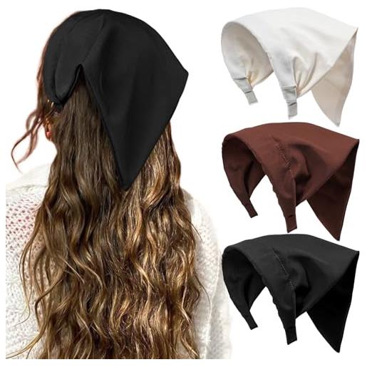 HAIMEIKANG fasce per capelli con motivo floreale, da donna, stile bohémien, a triangolo, tinta unita, stile vintage (nero, caffè, beige)