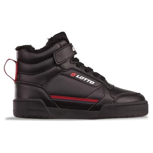 Lotto nandu fur k, scarpe da ginnastica, nero/rosso, 31 eu