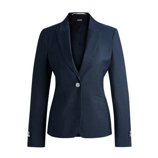 BOSS giacca slim fit in twill di lana vergine effetto denim, blu scuro