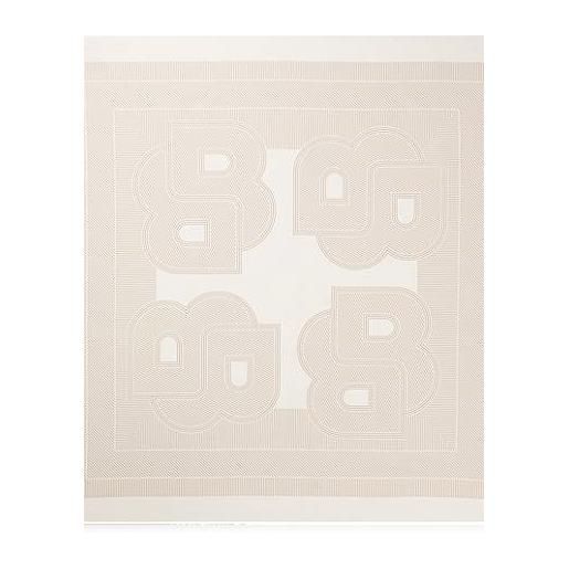 BOSS sciarpa realizzata in italia in twill di seta con stampa, beige chiaro